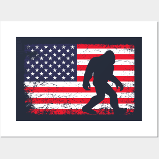 Bigfoot American Flag Posters and Art